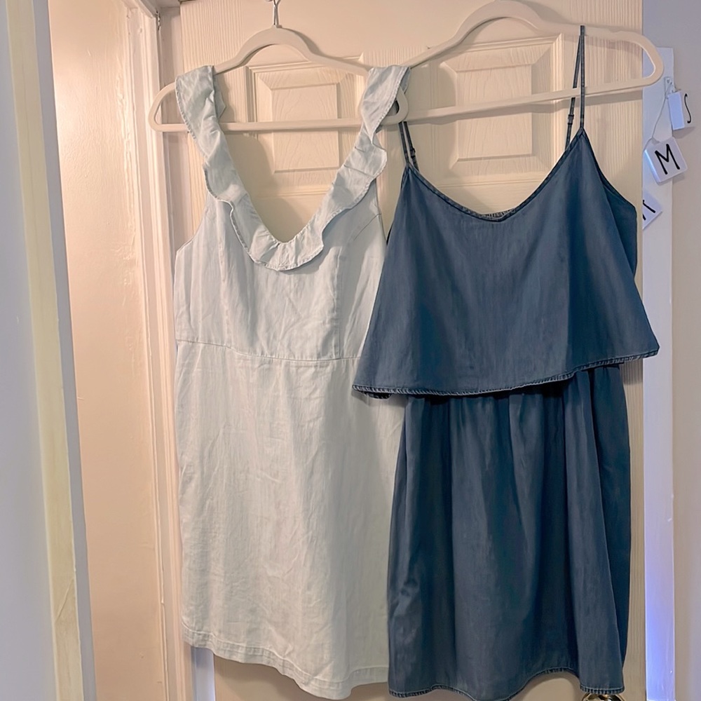TWO Old Navy size L denim dresses. 2 for one deal!
